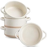 vancasso Sabine French Onion Soup Bowls with Handles, 30 Oz Large Soup Bowls for Cereal, Pasta,Stew, Oven Safe Soup Sowls, Soup Crocks Set of 4, Cream Beige