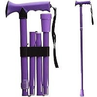 HealthSmart Folding Walking Stick, Soft Comfort Grip Collapsible Walking Stick, Adjustable Folding Walking Cane, Lavender