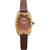 Time100 Women's Multifaceted Diamond Crystal Wrist Watch with Satin Band, Japanese-Made Quartz (SEIKOPC21Movt), Green Color #W50010L.03A, coffee color