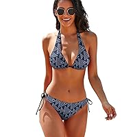 Swimsuit for Women Girl Sexy Conch Seahorse Tops Bottoms Wrap Holiday Removable Padding Bra Halter Triangle Tie