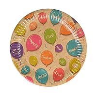 Unbekannt Party TIME DC9656F Kraft Balloons Paper Plates, Pack of 12, FSC-Certified, Multi-Coloured