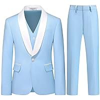 Boy Suits 3 Piece Slim Fit Formal Suit Set with Tuxedo Jacket Vest Pants for Kids Wedding Ring Bearer Party