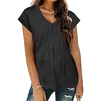 Womens Sleeveless Textured Tops V Neck Knit Solid Loose Casual Basic Tank Top Summer 2024 Blouses
