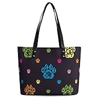Womens Handbag Dog Paw Prints Animal Texture Leather Tote Bag Top Handle Satchel Bags For Lady