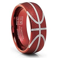 Metal Masters Co. Basketball Wedding Band Tungsten Carbide Engagement Comfort-Fit 8MM