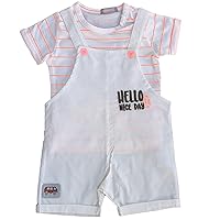 Baby Boy 2-Piece Hello Tee and Romper Set, 100% Cotton Clothing Set for Baby Boys