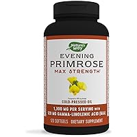 Evening Primrose Oil, Max Strength, Cold Pressed, Unrefined, 1,300mg per serving with 10% GLA, 120 Softgels