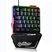 One hand mechanical Gaming Keyboard with RGB LED Backlit, 35 Keys, Quick Responsive Gaming Keypad with Wrist Rest, USB Wired Half Keyboard for LOL/PUBG for Mac/Window/PC Gamer