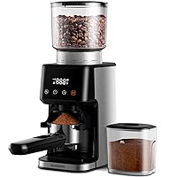 SHARDOR Conical Burr Coffee Grinder Electric for Espresso with Precision Electronic Timer, Touchscreen Adjustable Coffee Bean Grinder with 51 Precise Settings, Brushed Stainless Steel