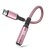 USB Type C to 3.5mm Headphone Jack Adapter, USB C to Aux Audio Dongle Cable Cord Compatible with Samsung Galaxy S22 Ultra S21 S20 Note 20 10 S10 S9 Plus,Pixel 4 3, Pad Pro -Pink