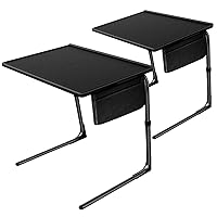 TV Tray Table, Folding TV Dinner Table Comfortable Folding Table with 3 Tilt Angle Adjustments for Eating Snack Food, Stowaway Laptop Stand, Black