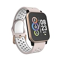 iTECH Fusion 2 S Smartwatch Fitness Tracker, Heart Rate, Step Counter, Sleep Monitor, Message, IP67 Water Resistant for Men and Women, Touch Screen, Compatible w/iOS and Android (RG/Pink Perforated)