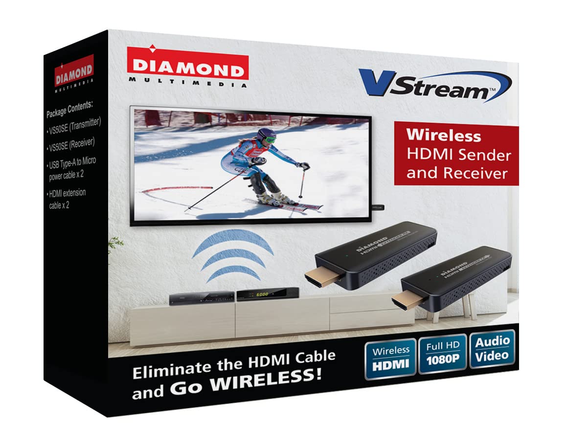 Diamond Multimedia Wireless HDMI USB Powered Extender Kit, TV Transmitter & Receiver for HD 1080p, Stream Video and Audio from: Laptops, PC, Cable Box, Satellite Box, Blu-ray, DVD, PS4, Xbox,Black