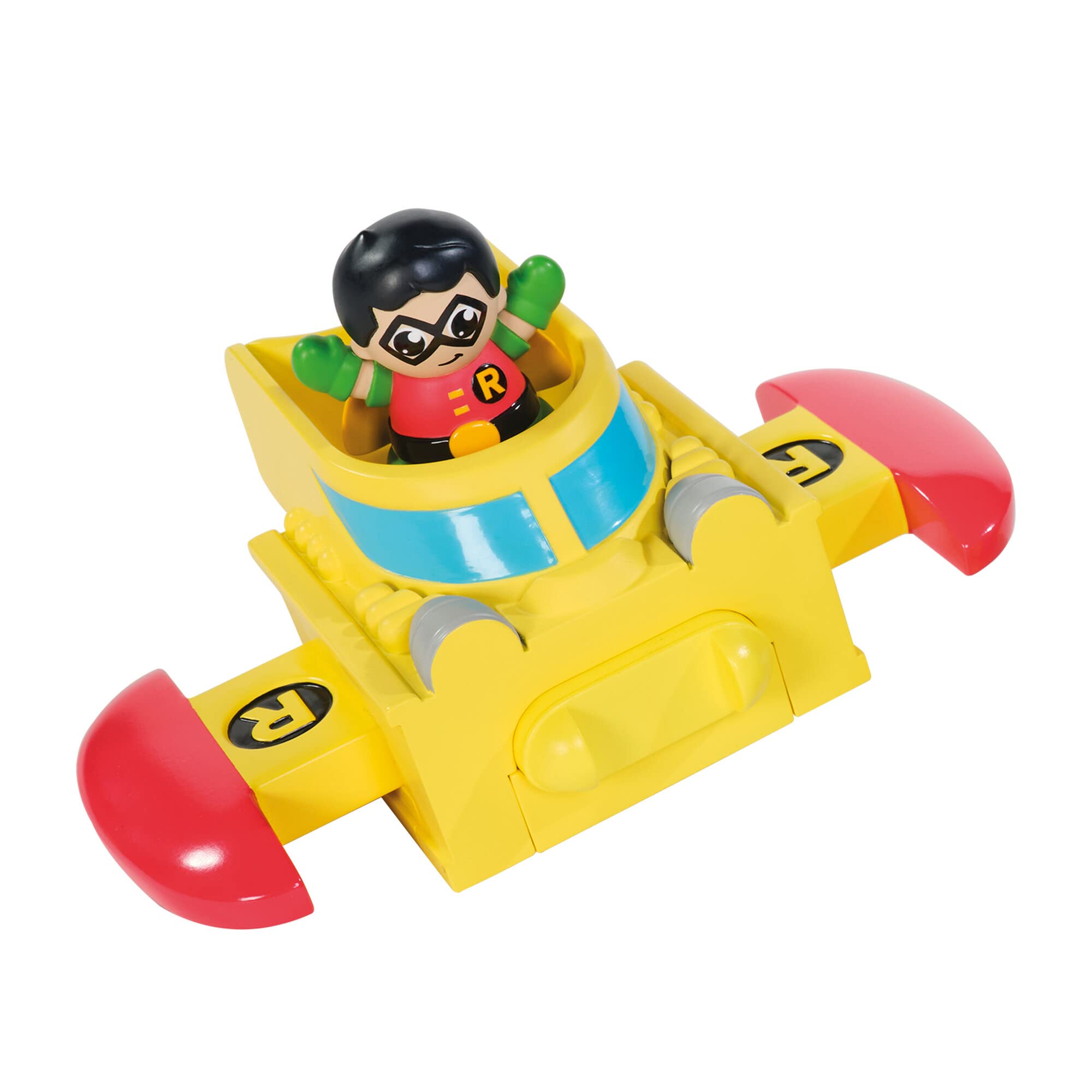 Toomies DC Comics Batman E73262 3 in 1 Vehicle Transforms into Mini Batmobile and Jet, Engine Popping Effect, Flywheel Drive Push Along, from 12 Months
