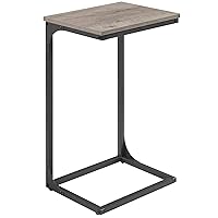 VASAGLE C-Shaped End Table, Side Table for Sofa, Couch Table with Metal Frame, Small TV Tray Table for Living Room, Bedroom, Greige and Black