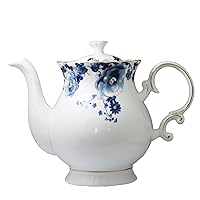 Jomop European Style Ceramic Flower Teapot Coffee Pot Water Pot Porcelain Gift Large 5.5 Cups (1, Blue and White)
