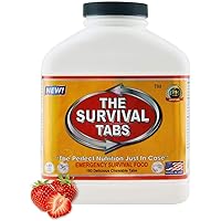 Survival Tabs 15-Day Food Supply Emergency Food Ration 180 tabs Survival MREs for Disaster Preparedness for Earthquake Flood Tsunami Gluten Free and Non-GMO 25 Years Shelf Life - Strawberry Flavor