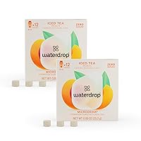 waterdrop Microdrink ICED TEA | 24 Cubes | Extra Sweet PEACH Flavoring | Ice Tea Mix Powder - Instant, Zero Calories, 0 Sugar | with Pure Black Tea Leafs | Pack of 24 Drink Mix Packets-Sachets)
