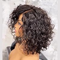 Short Loose Deep Wave HD Invisible Lace Frontal Wig Brazilian Human Hair Pixie Short Curly Bob Cut 13X6 HD Transparent Lace Front Human Hair Wigs for Black Women Preplucked 14 Inch