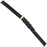 10mm Di-Model Genuine Classic Lizard Black Vapor Pad Ladies Watch Band Long