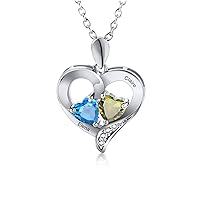 MeMeDIY Mothers Day Gifts Birthstone Necklace for Girlfriend/Engraved Necklaces For Women, 925 Sterling Silver Promise Necklace for Her with Customized 1-3 Names & Birthstones Pendant