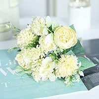 White Artificial Flowers Silk Rose Home Wedding Decoration Living Room DIY Crafts Fake Flowers Big Hybrid Bouquet,Yellow