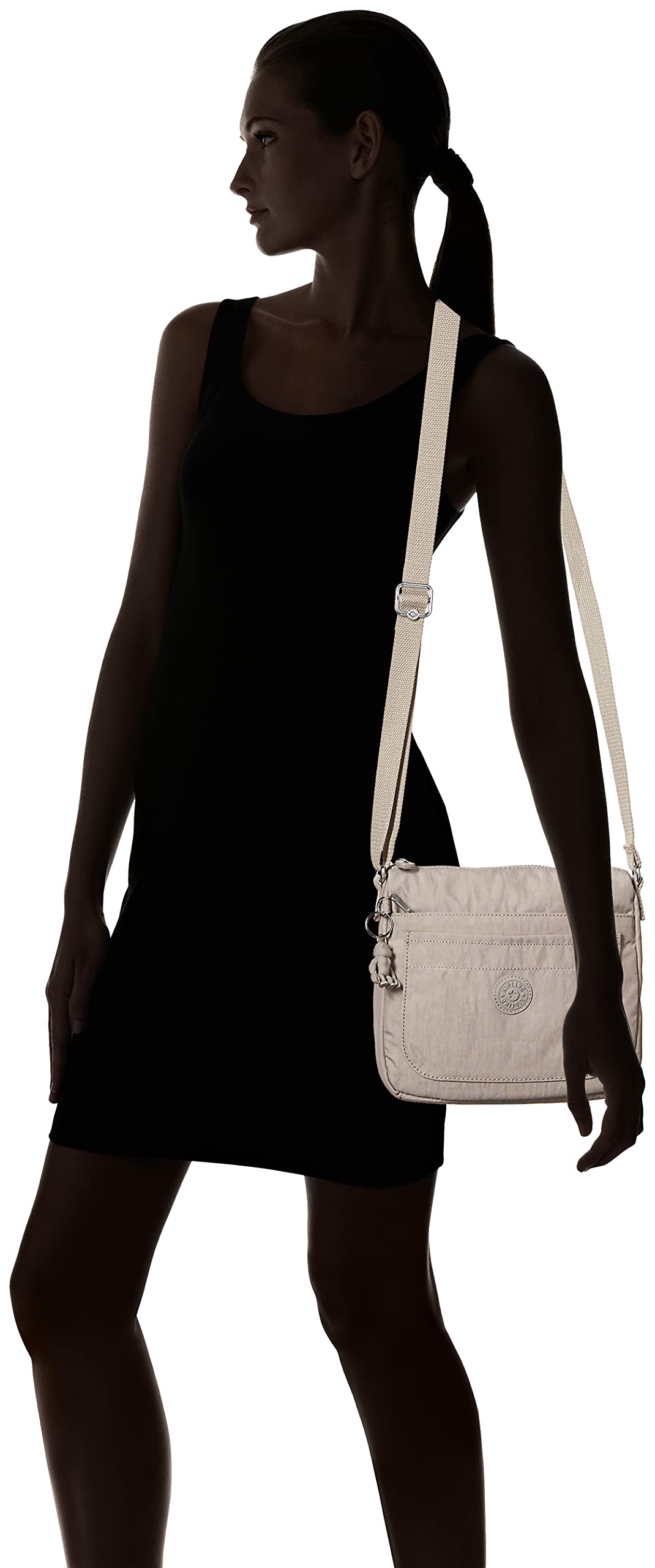 Kipling womens WomenÃ‚â€™s Sebastian Bag, Super Light, Durable Messenger Bag, Nylon Shoulder Crossbody Bag, Grey Gris, 9 L x 8.5 H 1.75 D US