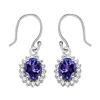 Multi Choice Oval Shape Gemstone 925 Sterling Silver Solitaire Accents dangle drop Earring