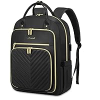 LOVEVOOK Laptop Backpack for Women, Water Resistant Travel Work Backpacks Purse Stylish Business Teacher Nurse Computer Bag with USB Charging Port,Black