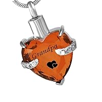 misyou Glass Cremation Jewelry Grandpa Birthstone Pendant Urn Necklace Ashes Holder Keepsake