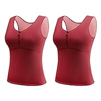 Camisole Tops for Women 2 Pairs Thermal Underwear Tank Tops Lined Base Layer Cold Weather Winter Thermal Shirts