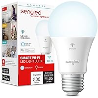 Sengled Smart Bulb, WiFi Light Bulbs, Dimmable Alexa Light Bulb, Smart Bulbs that Work with Alexa & Google Assistant, A19 Daylight (5000K) No Hub Required, 800LM 60W Equivalent High CRI>90, 1 Pack