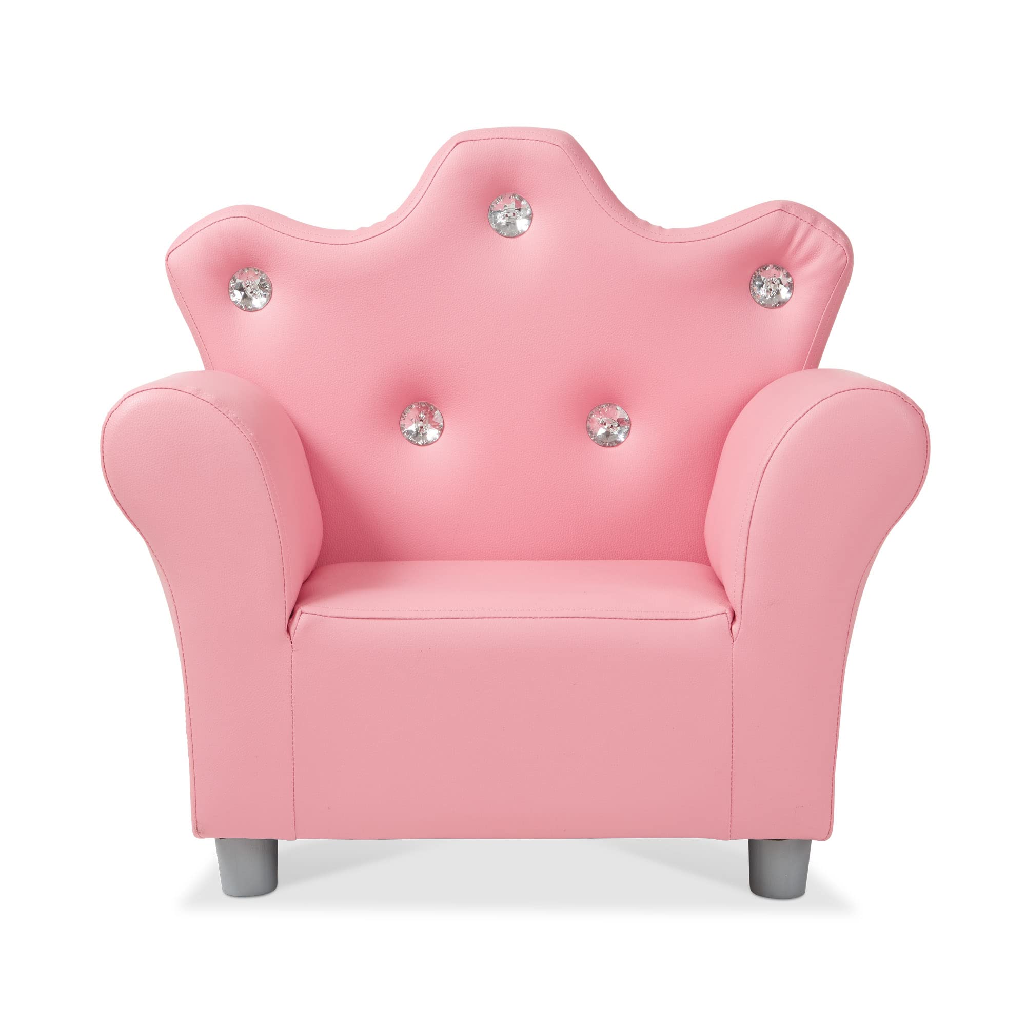 Melissa & Doug Pink Faux Leather Child’s Crown-Back Armchair (Kid’s Furniture) - Princess Chair For Toddlers, Children's Furniture, Pink Chair For Kids