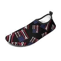 Funny Wrench American Flag Water Shoes for Women Men Quick-Dry Aqua Socks Sports Shoes Barefoot Yoga Slip-on Surf Shoes