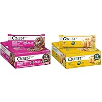 Quest Nutrition Chocolate Sprinkled Doughnut Protein Bars, High Protein, Low Carb, Gluten Free & Lemon Cake Protein Bars, High Protein, Low Carb, Gluten Free, 12 Count