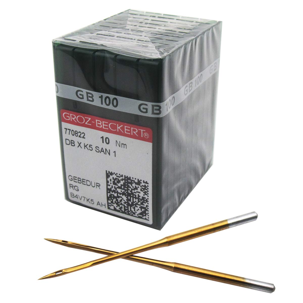 GROZ-BECKERT Needle in CKPSMS Clear Plastic Box - 100PCS Groz Beckert DBXK5 SAN1 GEBEDUR Titanium Coated Industrial Embroidery Machine Needles (Size 75/11)