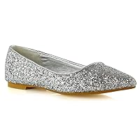 Womens Pointed Toe Flats Wedding Shoes Sparkly Glitter Slip On Ballet Shoes