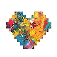 Building Block Puzzle Heart Shaped Building Bricks Set Colorful Abstract Painting Building Brick Block For Adults Block Puzzle Building For Ornament 3d Micro Building Blocks For Creators Of All Ages