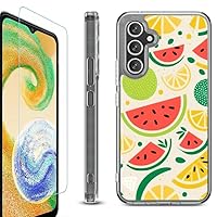 Shockproof Hybrid Phone Case Compatible with Samsung Galaxy S23 FE Fan Edition, with Tempered Glass Screen Protector - Watermelon Mix