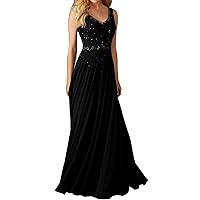 Women's V Neck Appliques Prom Dress Long Formal Evening Party Gowns