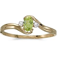 14k Yellow Gold Oval Peridot And Diamond Ring