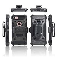 Cocomii Heavy Duty iPhone SE 2022/SE 2020/iPhone 8/7/6 Case - Military Belt Clip Holster - Slim Matte Kickstand Swivel Screen FaceIn & Out Cover Compatible with Apple iPhone SE 2022/2020/8/7/6 (Black)