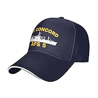 USS Concord AFS 5 Unisex Baseball Cap Adjustable Snapback Hats Dad Hat Trucker Hat Sandwich Cap Navy Blue
