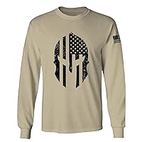Military Come and Take Greek Molon Labe Spartan American Flag Long Sleeve Men's