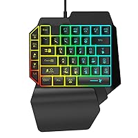 One Handed RGB Mechanical Gaming Keyboard, Computer Mechanical Gamer Keypad Portable Mini Single Keyboard for PUBG Gaming with Eye Catching Lighting