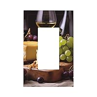Wine Cheese Cake Grapes Wall Plate Cover Switch Plate Cover 1-Gang Duplex Outlet Cover Electrical Outlet Wall Plate Light Switch Covers for Kitchen Bedroom Decor