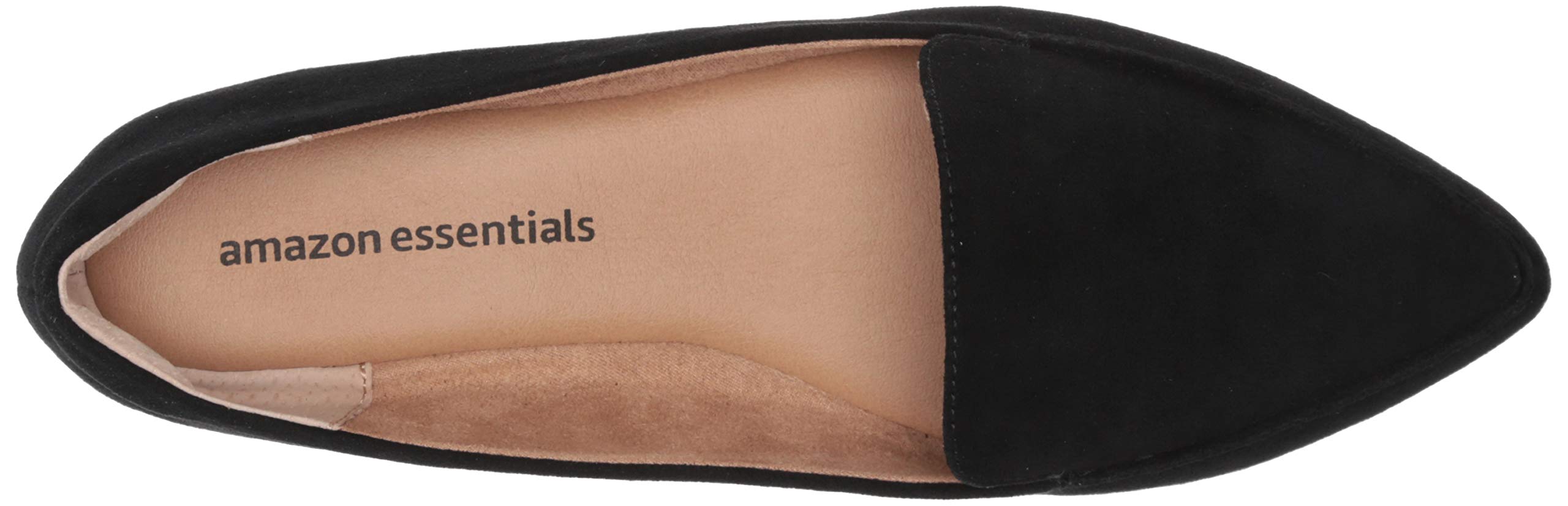 Amazon Essentials Women's Loafer Flat, Black Faux Leather, 10 Wide