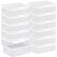 Clear Plastic Beads Containers Empty Mini Storage Containers Box,12 Pack Plastic Containers with Lids,Beads Storage Box with Hinged Lid for Beads,Earplugs,Pins, Small Items (5.6 x 4.1 x 1.9 inch)