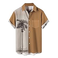 Shirt Size Printing Pocket Buckle Lapel Short Sleeve Shirt Large Mens Shirts