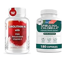 Advanced Urolithin-A Supplement and Organic Spirulina and Chlorella 180 Capsules Bundle